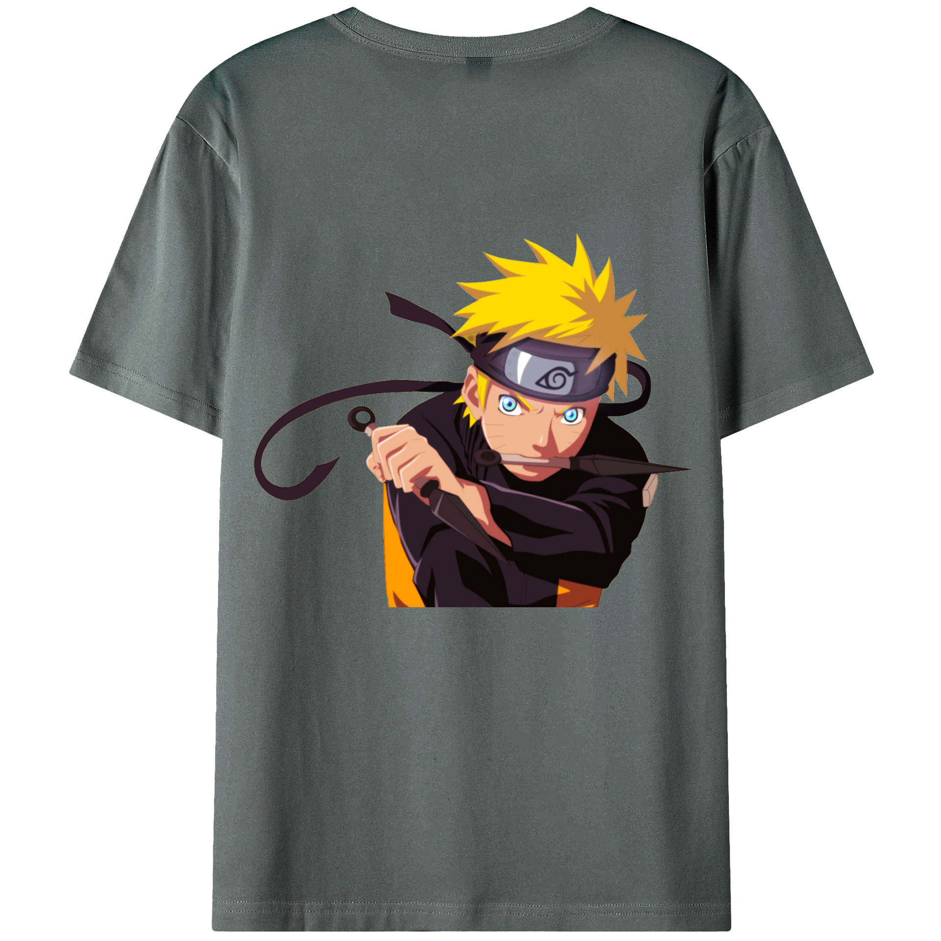 （画像用） NARUTO -ナルト- うずまき ナルト Uzumaki Naruto 綿100％ メンズ半袖Tシャツ（バックプリント） 通気性
